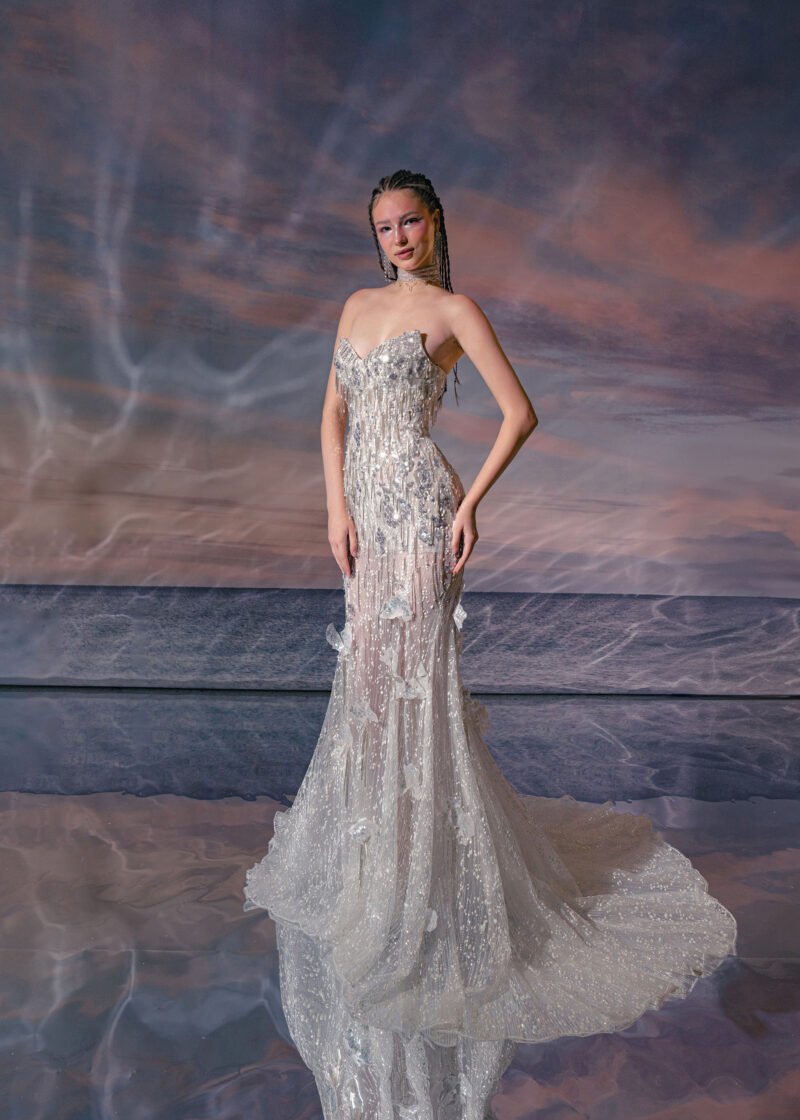 Silver Rhinestones beading Designer Dress - Image 4
