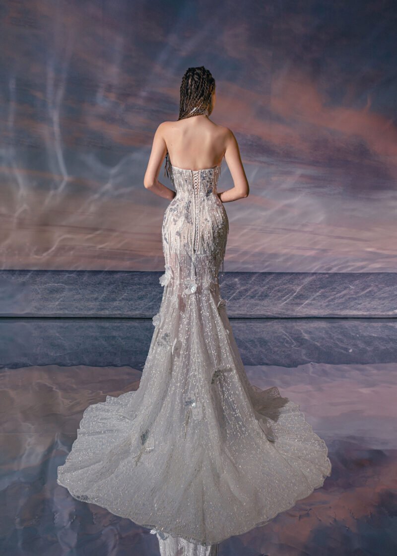 Silver Rhinestones beading Designer Dress - Image 2