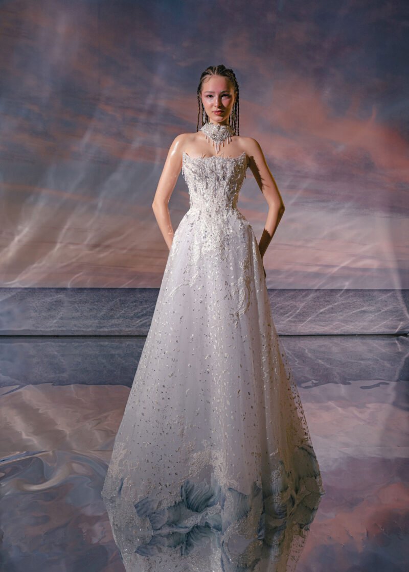 Off white Rhinestones beading Designer Bridal Dress