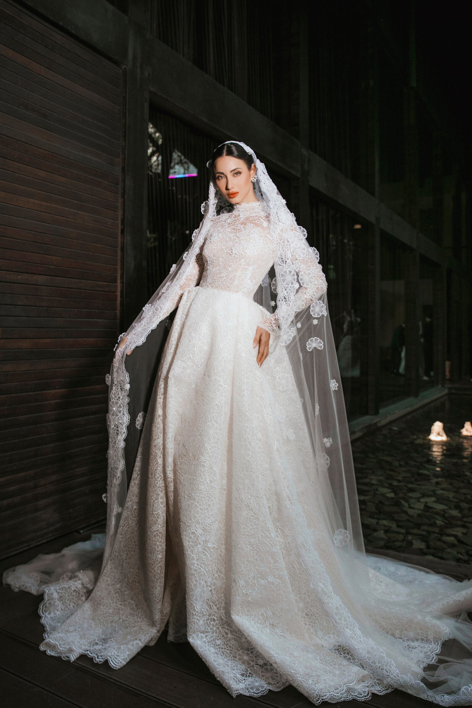 Premium White Inticrate Motifs  with voluminous skirt Bridal Gown